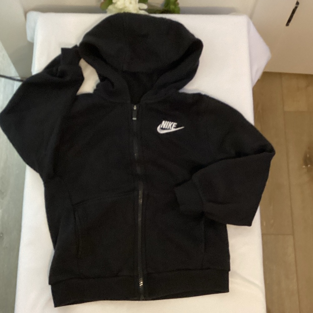 Nike Kids Black Hoodie with White Logo